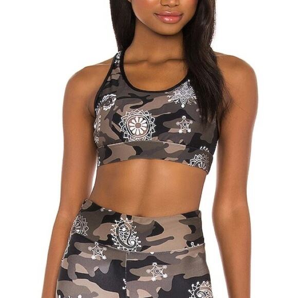 NWT Koral Bermuda Energy Sports Bra Green Camo Mesh Racerback Size XS - Picture 2 of 14